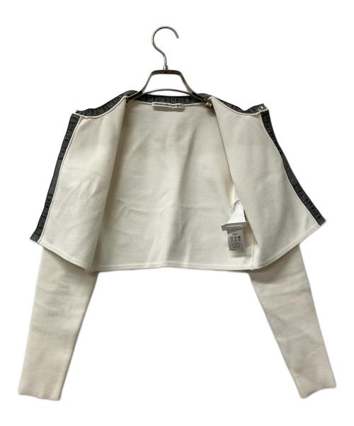 ALEXANDER WANG.T（アレキサンダーワンティー）ALEXANDER WANG.T (アレキサンダーワンティー) 厚手カーディガン Cropped Stretch Knit Cardigan ホワイト×ブラック サイズ:Sの古着・服飾アイテム