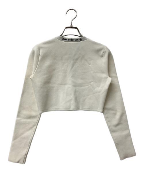 ALEXANDER WANG.T（アレキサンダーワンティー）ALEXANDER WANG.T (アレキサンダーワンティー) 厚手カーディガン Cropped Stretch Knit Cardigan ホワイト×ブラック サイズ:Sの古着・服飾アイテム