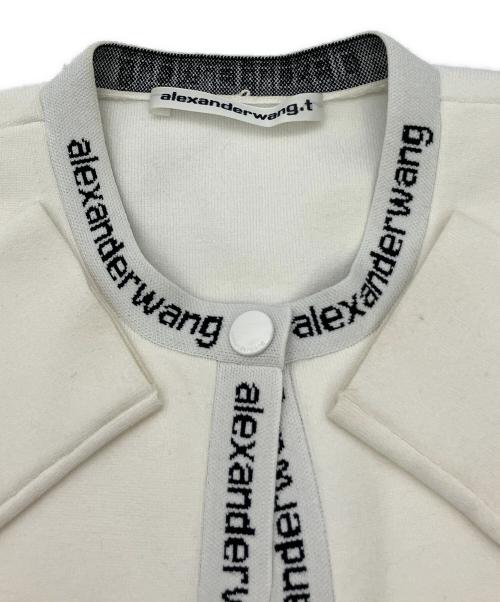ALEXANDER WANG.T（アレキサンダーワンティー）ALEXANDER WANG.T (アレキサンダーワンティー) 厚手カーディガン Cropped Stretch Knit Cardigan ホワイト×ブラック サイズ:Sの古着・服飾アイテム