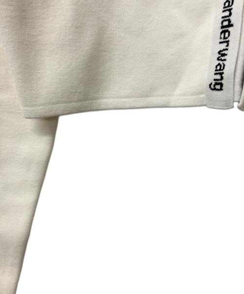 ALEXANDER WANG.T（アレキサンダーワンティー）ALEXANDER WANG.T (アレキサンダーワンティー) 厚手カーディガン Cropped Stretch Knit Cardigan ホワイト×ブラック サイズ:Sの古着・服飾アイテム
