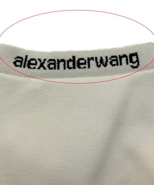 ALEXANDER WANG.T（アレキサンダーワンティー）ALEXANDER WANG.T (アレキサンダーワンティー) 厚手カーディガン Cropped Stretch Knit Cardigan ホワイト×ブラック サイズ:Sの古着・服飾アイテム