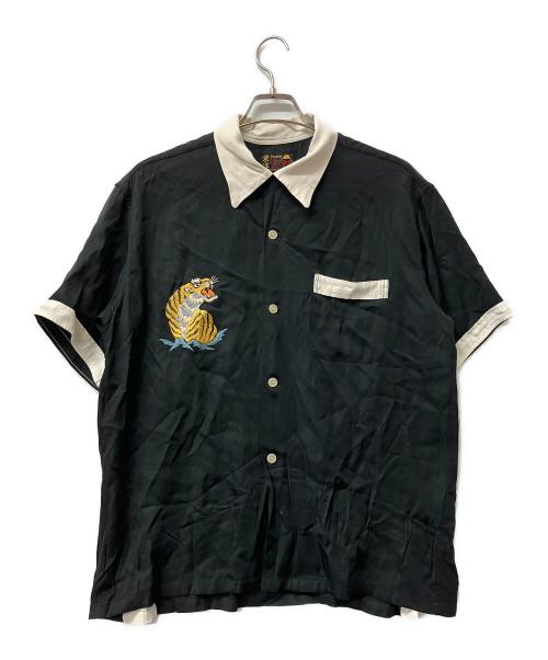 TAILOR TOYO（テーラー東洋）TAILOR TOYO (テーラー東洋) スカシャツ ROARING TIGER ブラック×ホワイト サイズ:Lの古着・服飾アイテム