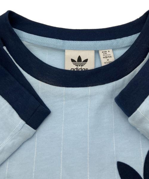 adidas（アディダス）adidas (アディダス) 半袖カットソー リニア グラフィック カリ半袖Tシャツ ブルー サイズ:J Lの古着・服飾アイテム