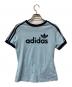 adidas（アディダス）の古着「半袖カットソー リニア グラフィック カリ半袖Tシャツ」｜ブルー