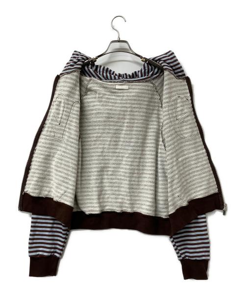 ILLIGO（イリゴ）ILLIGO (イリゴ) ジップパーカー 129 ロゴパッチ フードパーカー ジップアップ ストライプ ブルー サイズ:Sの古着・服飾アイテム