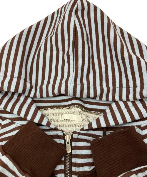ILLIGO（イリゴ）ILLIGO (イリゴ) ジップパーカー 129 ロゴパッチ フードパーカー ジップアップ ストライプ ブルー サイズ:Sの古着・服飾アイテム