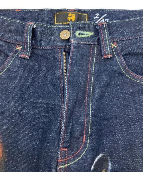 ZEN CLOTHING（ゼン クロージング）ZEN CLOTHING (ゼン クロージング) デニムパンツ　和柄ペイント　総生産数47本限定（2/47） インディゴ サイズ:Mの古着・服飾アイテム
