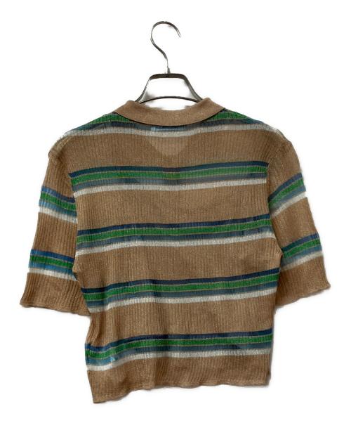 Snidel（スナイデル）Snidel (スナイデル) シアー二ットポロシャツ　※キャミソール付 ブラウン×グリーン サイズ:FREEの古着・服飾アイテム