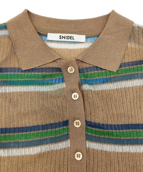 Snidel（スナイデル）Snidel (スナイデル) シアー二ットポロシャツ　※キャミソール付 ブラウン×グリーン サイズ:FREEの古着・服飾アイテム