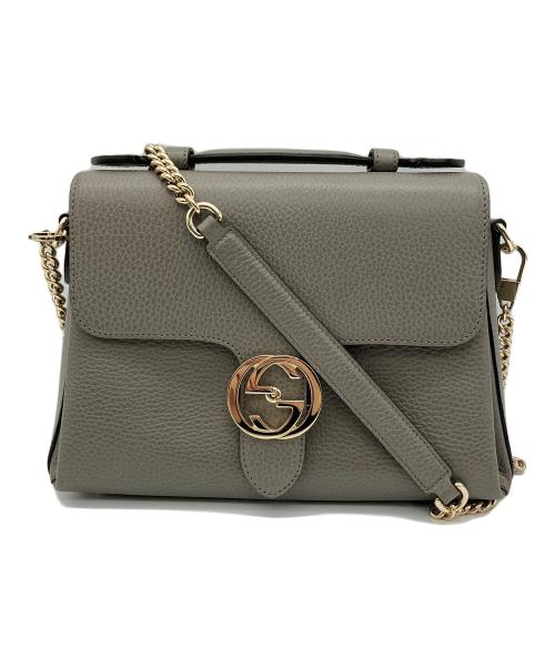 GUCCI（グッチ）GUCCI (グッチ) ショルダーバッグ インターロッキングG チェーンショルダーバッグ グレーの古着・服飾アイテム