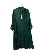 SUMI STYLEスミ スタイル）の古着「シャツワンピース ドットプリーツシャツワンピース」｜グリーン
