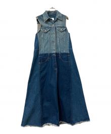 MM6 Maison Margiela（エムエムシックスメゾンマルジェラ）の古着「ノースリーブワンピース デニム 切替 デザイン ノースリーブワンピース」｜インディゴ