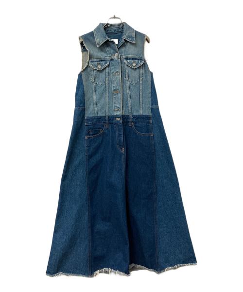 MM6 Maison Margiela（エムエムシックスメゾンマルジェラ）MM6 Maison Margiela (エムエムシックスメゾンマルジェラ) ノースリーブワンピース デニム 切替 デザイン ノースリーブワンピース インディゴ サイズ:38の古着・服飾アイテム