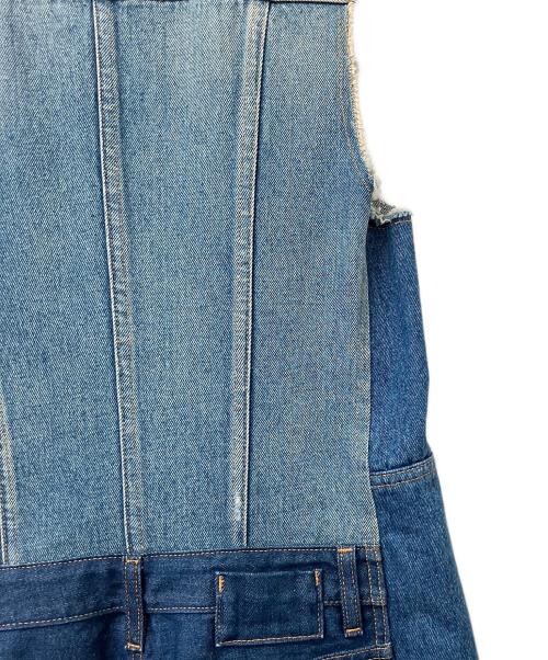 MM6 Maison Margiela（エムエムシックスメゾンマルジェラ）MM6 Maison Margiela (エムエムシックスメゾンマルジェラ) ノースリーブワンピース デニム 切替 デザイン ノースリーブワンピース インディゴ サイズ:38の古着・服飾アイテム