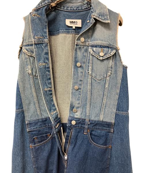 MM6 Maison Margiela（エムエムシックスメゾンマルジェラ）MM6 Maison Margiela (エムエムシックスメゾンマルジェラ) ノースリーブワンピース デニム 切替 デザイン ノースリーブワンピース インディゴ サイズ:38の古着・服飾アイテム
