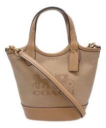 COACH（コーチ）の古着「COACH　ハンナ バケット バッグ・ホース アンド キャリッジ　ハンドバッグ」｜ベージュ