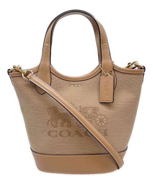 COACH（コーチ）COACH (コーチ) COACH　ハンナ バケット バッグ・ホース アンド キャリッジ　ハンドバッグ ベージュの古着・服飾アイテム