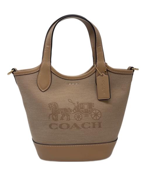COACH（コーチ）COACH (コーチ) COACH　ハンナ バケット バッグ・ホース アンド キャリッジ　ハンドバッグ ベージュの古着・服飾アイテム