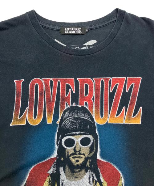 Hysteric Glamour（ヒステリックグラマー）Hysteric Glamour (ヒステリックグラマー) 半袖カットソー LOVE BUZZ S/S Tシャツ LOVE BUZZ S/S Tシャツ　KURT COBAIN ブラック サイズ:Lの古着・服飾アイテム