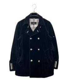 BURBERRY BLACK LABEL（バーバリーブラックレーベル）の古着「BURBERRY BLACK LABEL　ベロアナポレオンコート」｜ブラック