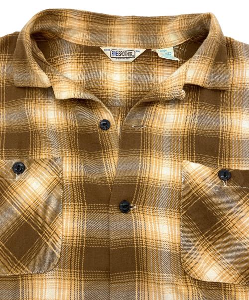 FIVE BROTHER（ファイブブラザー）FIVE BROTHER (ファイブブラザー) ワークシャツ　オンブレーチェック オレンジ サイズ:Lの古着・服飾アイテム