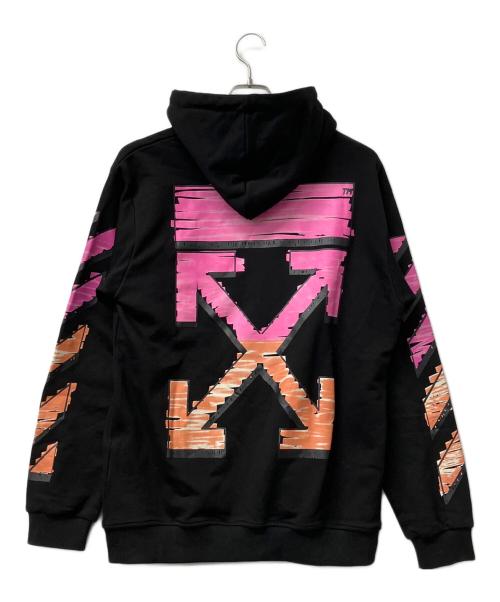 OFFWHITE（オフホワイト）OFFWHITE (オフホワイト) MARKER SLIM HOODIE（マーカー プリント スウェット プルオーバーパーカー） ブラック サイズ:XLの古着・服飾アイテム