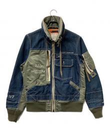 AVIREX TYPE BLUE（アヴィレックス タイプブルー）の古着「ジャケット コンビネーション カスタムデニムジャケット」｜グリーン×インディゴ