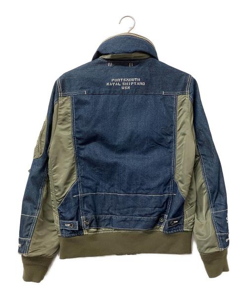 AVIREX TYPE BLUE（アヴィレックス タイプブルー）AVIREX TYPE BLUE (アヴィレックス タイプブルー) ジャケット コンビネーション カスタムデニムジャケット グリーン×インディゴ サイズ:Mの古着・服飾アイテム