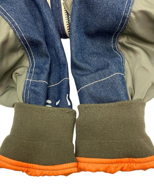 AVIREX TYPE BLUE（アヴィレックス タイプブルー）AVIREX TYPE BLUE (アヴィレックス タイプブルー) ジャケット コンビネーション カスタムデニムジャケット グリーン×インディゴ サイズ:Mの古着・服飾アイテム
