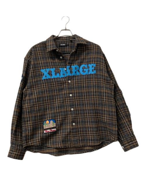 X-LARGE（エクストララージ）X-LARGE (エクストララージ) フランネルシャツ　チェック ブラウン サイズ:Sの古着・服飾アイテム