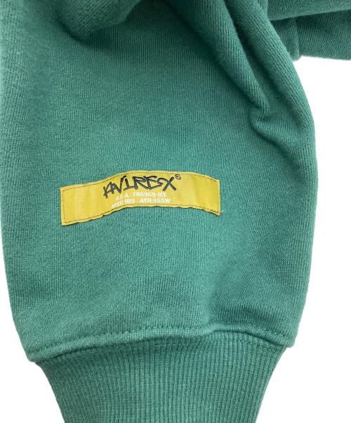 AVIREX（アヴィレックス）AVIREX (アヴィレックス) プルオーバーパーカー RECORD DESIGN SWEAT PULLOVER PARKA グリーン サイズ:Mの古着・服飾アイテム