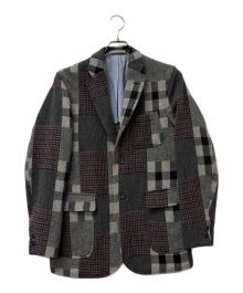 BEAMS（ビームス）の古着「パッチワークチェック ウール テーラードジャケット」｜ブラック
