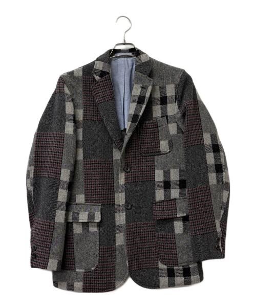 BEAMS（ビームス）BEAMS (ビームス) パッチワークチェック ウール テーラードジャケット ブラック サイズ:Sの古着・服飾アイテム
