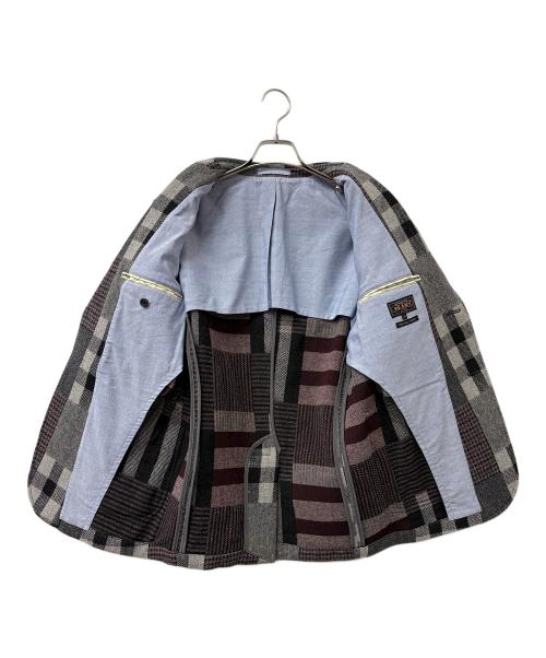 BEAMS（ビームス）BEAMS (ビームス) パッチワークチェック ウール テーラードジャケット ブラック サイズ:Sの古着・服飾アイテム