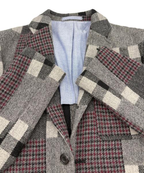 BEAMS（ビームス）BEAMS (ビームス) パッチワークチェック ウール テーラードジャケット ブラック サイズ:Sの古着・服飾アイテム