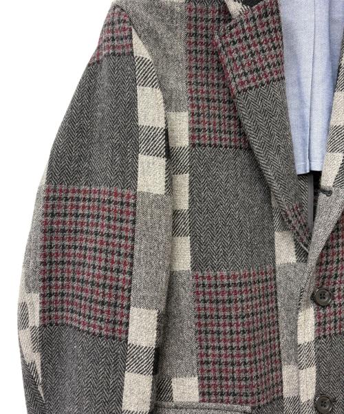 BEAMS（ビームス）BEAMS (ビームス) パッチワークチェック ウール テーラードジャケット ブラック サイズ:Sの古着・服飾アイテム