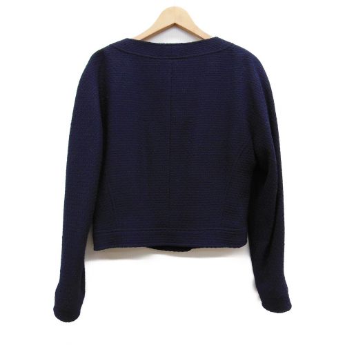 CHANEL（シャネル）CHANEL (シャネル) ノーカラージャケット ネイビー サイズ:38の古着・服飾アイテム