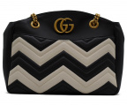 GUCCIグッチ）の古着「チェーントートバッグ」｜ブラック×ホワイト
