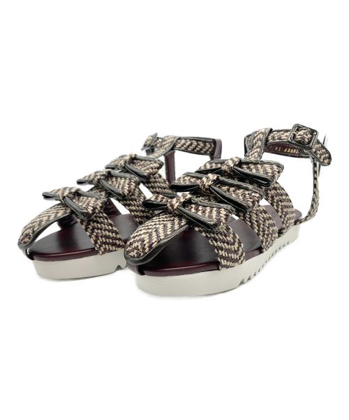 MUVEIL（ミュベール）MUVEIL (ミュベール) リボンサンダル ブラウン サイズ:37の古着・服飾アイテム