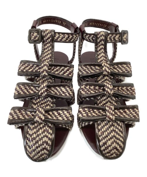 MUVEIL（ミュベール）MUVEIL (ミュベール) リボンサンダル ブラウン サイズ:37の古着・服飾アイテム