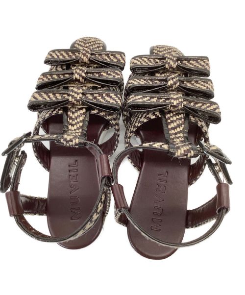 MUVEIL（ミュベール）MUVEIL (ミュベール) リボンサンダル ブラウン サイズ:37の古着・服飾アイテム