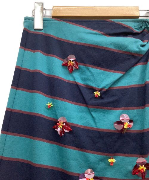 MUVEIL（ミュベール）MUVEIL (ミュベール) ボーダースカート グリーン サイズ:36 未使用品の古着・服飾アイテム