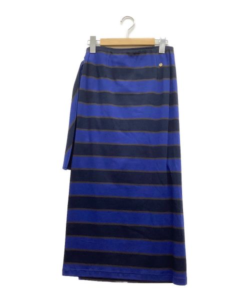 MUVEIL（ミュベール）MUVEIL (ミュベール) ボーダースカート ブルー サイズ:36 未使用品の古着・服飾アイテム