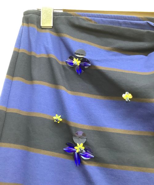 MUVEIL（ミュベール）MUVEIL (ミュベール) ボーダースカート ブルー サイズ:36 未使用品の古着・服飾アイテム