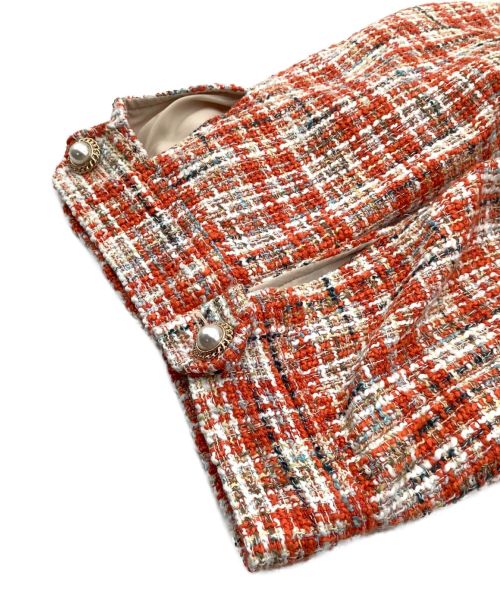 eimy istoire（エイミーイストワール）eimy istoire (エイミーイストワール) スプリングツイードジャケット ホワイト×オレンジ サイズ:Fの古着・服飾アイテム