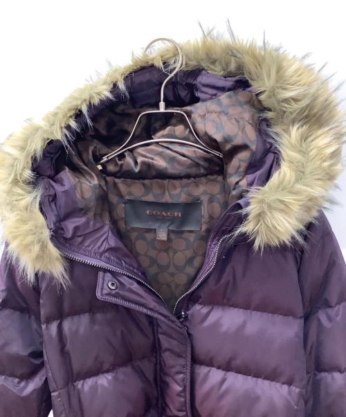 COACH（コーチ）COACH (コーチ) ファーダウンコート パープル サイズ:Sの古着・服飾アイテム