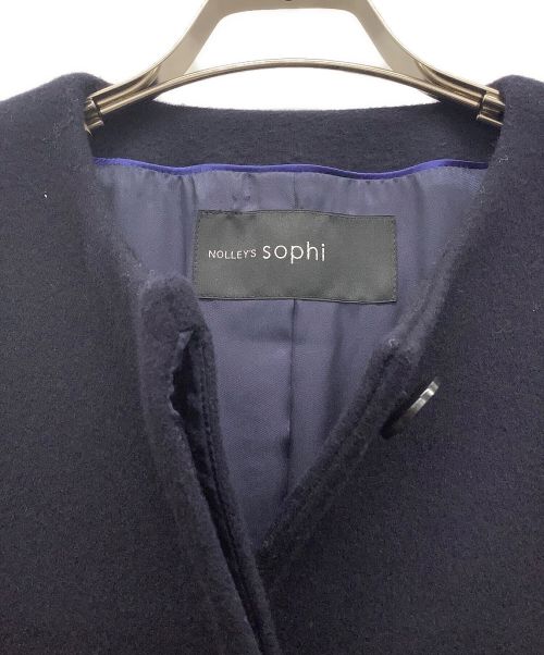 NOLLEY'S sophi（ノーリーズソフィー）NOLLEY'S sophi (ノーリーズソフィー) ビーバーノーカラーコート ネイビー サイズ:36の古着・服飾アイテム