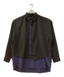 glamb（グラム）の古着「Double Layered SH/ダブルレイヤードシャツ」｜ネイビー×ブラック
