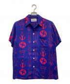 WACKO MARIA×WOLF'S HEADワコマリア×ウルフズヘッド）の古着「アロハシャツ」｜ブルー×レッド