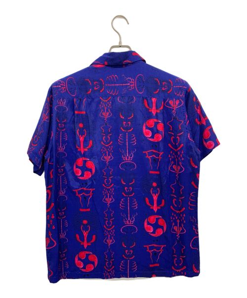 WACKO MARIA（ワコマリア）WACKO MARIA (ワコマリア) WOLF'S HEAD (ウルフズヘッド) アロハシャツ ブルー×レッド サイズ:Mの古着・服飾アイテム